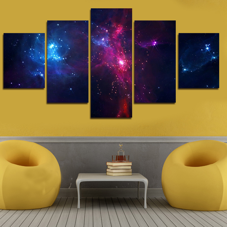 5 Set Painting Galaxy For Living Room - You can see the 