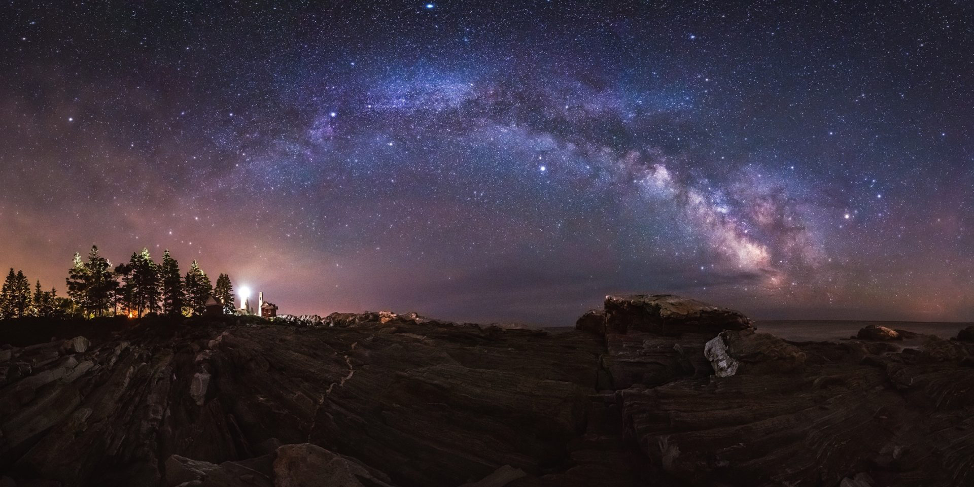 Stunning view of the Milky Way band arching over a remote dark sky location.